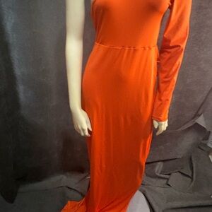 Elegant One-Shoulder Orange Dress